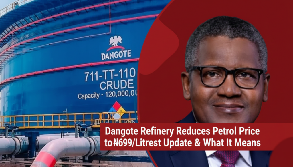 Dangote Refinery Reduces Petrol Price to ₦699/Litre — Latest Update & What It Means dangote refinery petrol price drop
